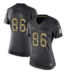 Women's Nike Baltimore Ravens #86 Nick Boyle Limited Black 2016 Salute to Service NFL Jersey