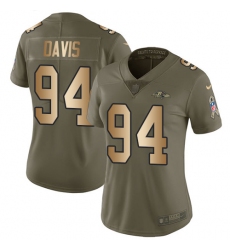 Women's Nike Baltimore Ravens #94 Carl Davis Limited Olive/Gold Salute to Service NFL Jersey