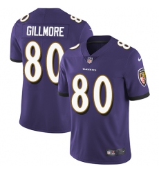 Men's Nike Baltimore Ravens #80 Crockett Gillmore Purple Team Color Vapor Untouchable Limited Player NFL Jersey
