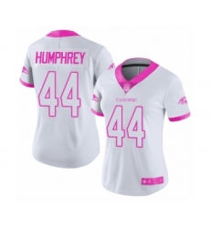 Women's Baltimore Ravens #44 Marlon Humphrey Limited White Pink Rush Fashion Football Jersey