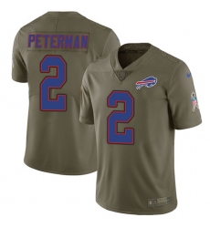 Youth Nike Buffalo Bills #2 Nathan Peterman Limited Olive 2017 Salute to Service NFL Jersey