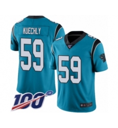 Men's Carolina Panthers #59 Luke Kuechly Limited Blue Rush Vapor Untouchable 100th Season Football Jersey