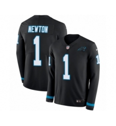 Youth Nike Carolina Panthers #1 Cam Newton Limited Black Therma Long Sleeve NFL Jersey