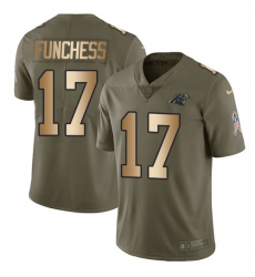 Youth Nike Carolina Panthers #17 Devin Funchess Limited Olive/Gold 2017 Salute to Service NFL Jersey