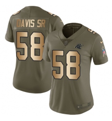 Women's Nike Carolina Panthers #58 Thomas Davis Limited Olive/Gold 2017 Salute to Service NFL Jersey