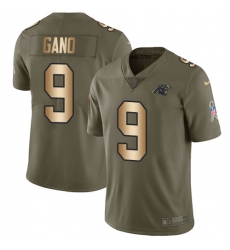 Men's Nike Carolina Panthers #9 Graham Gano Limited Olive/Gold 2017 Salute to Service NFL Jersey