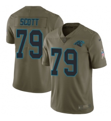 Youth Nike Carolina Panthers #79 Chris Scott Limited Olive 2017 Salute to Service NFL Jersey
