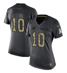 Women's Nike Carolina Panthers #10 Curtis Samuel Limited Black 2016 Salute to Service NFL Jersey