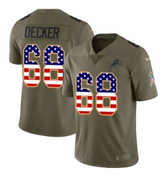 Youth Nike Detroit Lions #68 Taylor Decker Limited Olive/USA Flag Salute to Service NFL Jersey