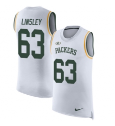 Men's Nike Green Bay Packers #63 Corey Linsley Limited White Rush Player Name & Number Tank Top NFL Jersey