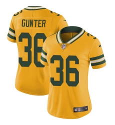 Women's Nike Green Bay Packers #36 LaDarius Gunter Limited Gold Rush Vapor Untouchable NFL Jersey