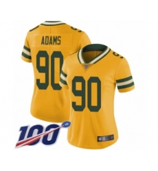 Women's Green Bay Packers #90 Montravius Adams Limited Gold Rush Vapor Untouchable 100th Season Football Jersey