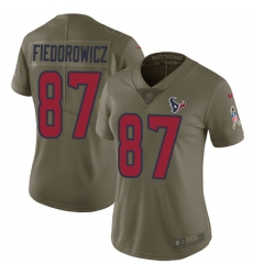 Women's Nike Houston Texans #87 C.J. Fiedorowicz Limited Olive 2017 Salute to Service NFL Jersey