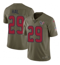Men's Nike Houston Texans #29 Andre Hal Limited Olive 2017 Salute to Service NFL Jersey