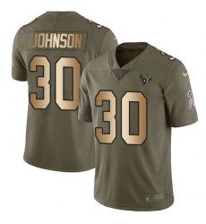 Men's Nike Houston Texans #30 Kevin Johnson Limited Olive/Gold 2017 Salute to Service NFL Jersey