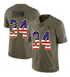 Men's Nike Houston Texans #34 Tyler Ervin Limited Olive/USA Flag 2017 Salute to Service NFL Jersey