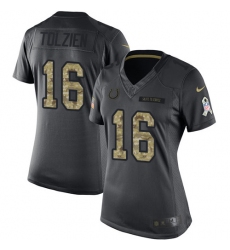Women's Nike Indianapolis Colts #16 Scott Tolzien Limited Black 2016 Salute to Service NFL Jersey
