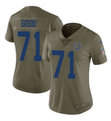 Women's Nike Indianapolis Colts #71 Denzelle Good Limited Olive 2017 Salute to Service NFL Jersey