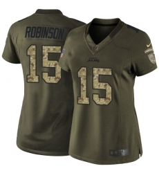 Women's Nike Jacksonville Jaguars #15 Allen Robinson Elite Green Salute to Service NFL Jersey