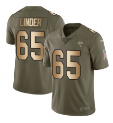 Youth Nike Jacksonville Jaguars #65 Brandon Linder Limited Olive/Gold 2017 Salute to Service NFL Jersey