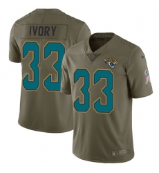 Youth Nike Jacksonville Jaguars #33 Chris Ivory Limited Olive 2017 Salute to Service NFL Jersey