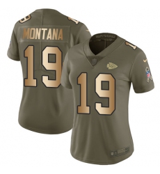 Women's Nike Kansas City Chiefs #19 Joe Montana Limited Olive/Gold 2017 Salute to Service NFL Jersey