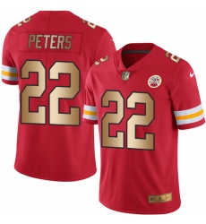 Men's Nike Kansas City Chiefs #22 Marcus Peters Limited Red/Gold Rush NFL Jersey