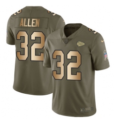 Men's Nike Kansas City Chiefs #32 Marcus Allen Limited Olive/Gold 2017 Salute to Service NFL Jersey
