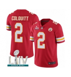 Men's Kansas City Chiefs #2 Dustin Colquitt Red Team Color Vapor Untouchable Limited Player Super Bowl LIV Bound Football Jersey