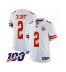 Men's Kansas City Chiefs #2 Dustin Colquitt White Vapor Untouchable Limited Player 100th Season Football Jersey