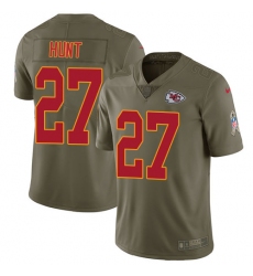 Men's Nike Kansas City Chiefs #27 Kareem Hunt Limited Olive 2017 Salute to Service NFL Jersey