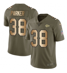 Youth Nike Kansas City Chiefs #38 Ron Parker Limited Olive/Gold 2017 Salute to Service NFL Jersey