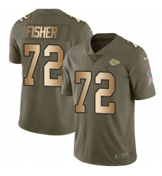 Men's Nike Kansas City Chiefs #72 Eric Fisher Limited Olive/Gold 2017 Salute to Service NFL Jersey