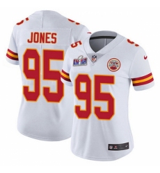 Women's Kansas City Chiefs #95 Chris Jones White 2023 F U S E Vapor Untouchable Limited Stitched 2024 Super Bowl LVIII Jersey