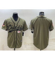 Men's Kansas City Chiefs Blank Olive Salute to Service Cool Base Stitched Baseball Jersey