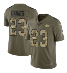 Youth Nike Kansas City Chiefs #23 Phillip Gaines Limited Olive/Camo 2017 Salute to Service NFL Jersey